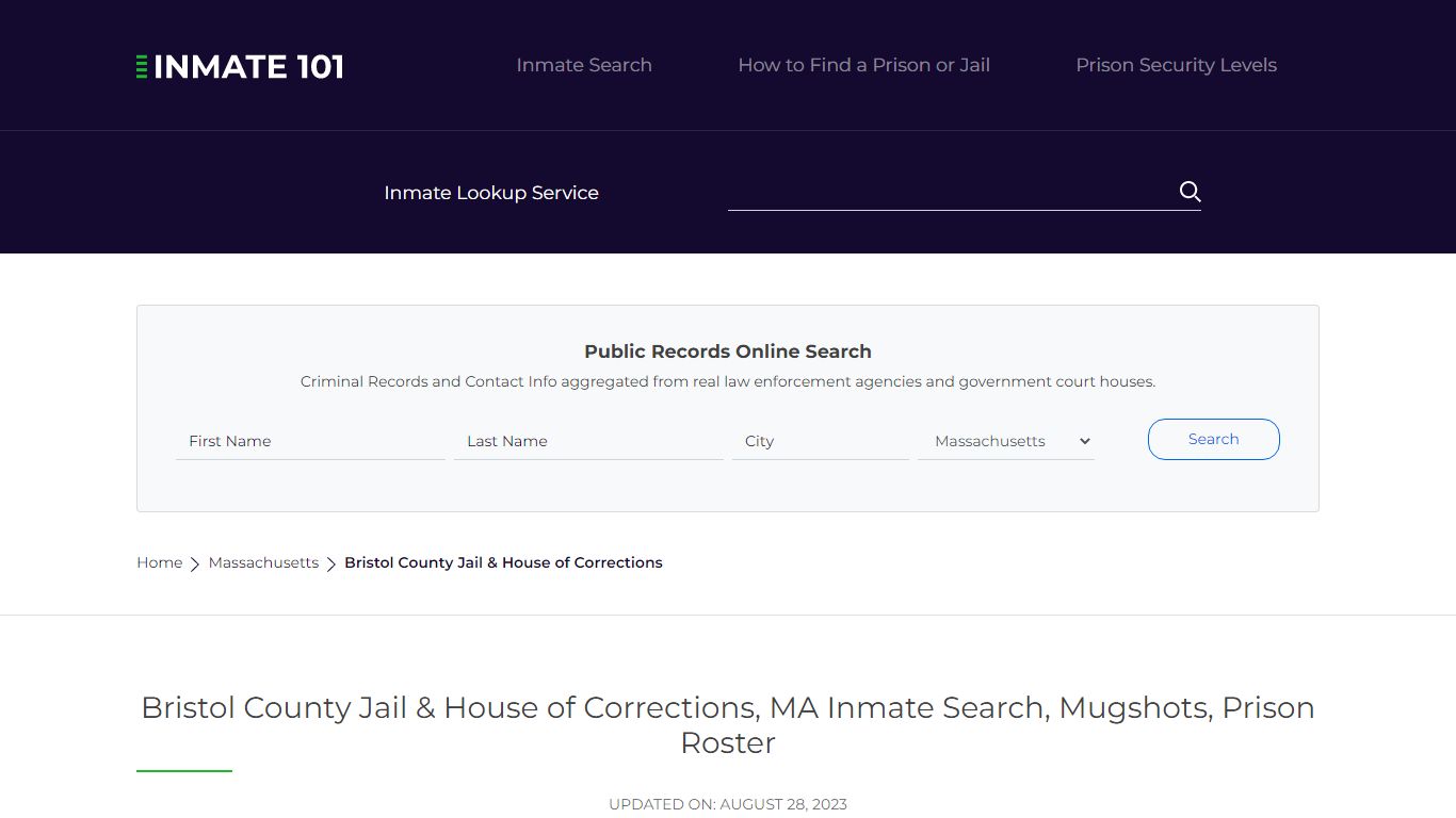 Bristol County Jail & House of Corrections, MA Inmate Search, Mugshots ...