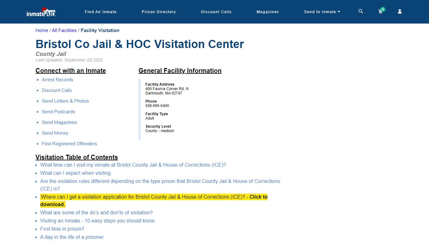 Bristol County Jail & House of Corrections (ICE) - InmateAid