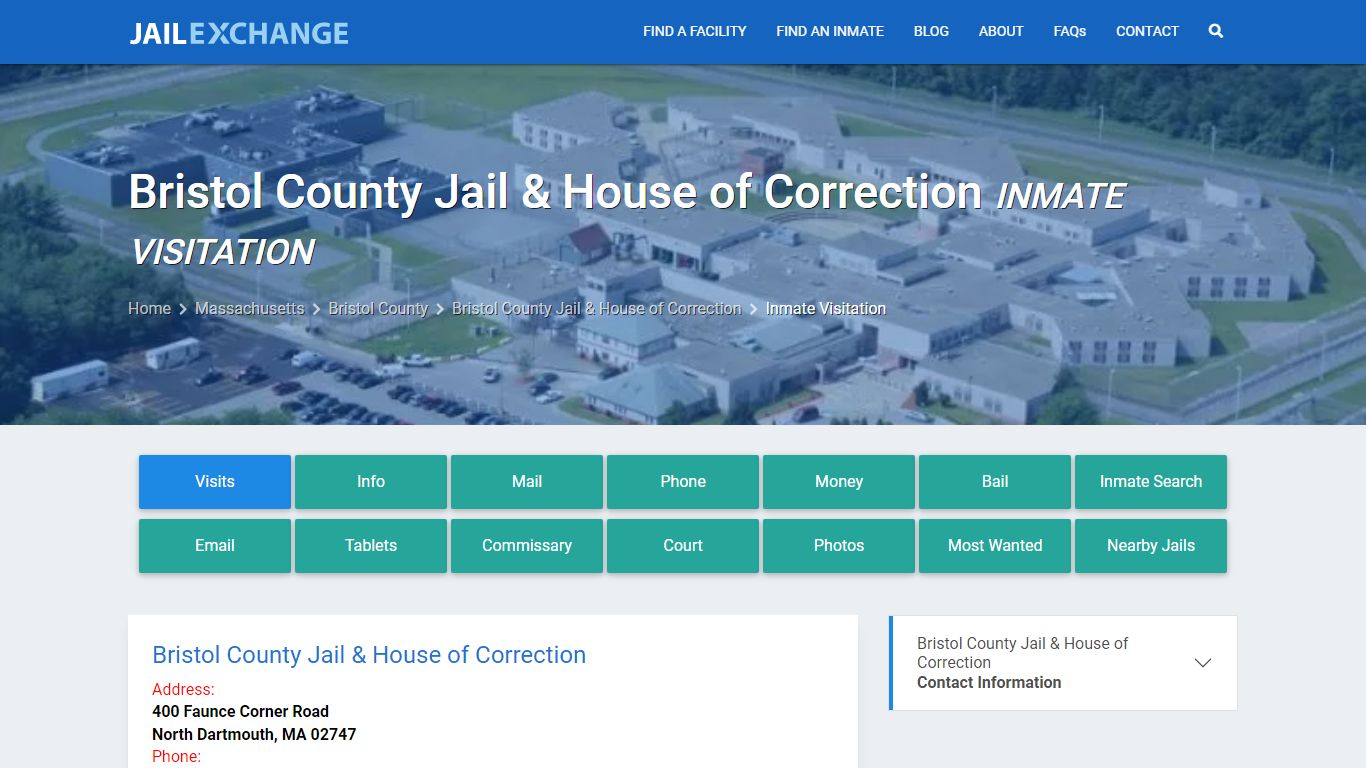 Bristol County Jail & House of Correction Inmate Visitation